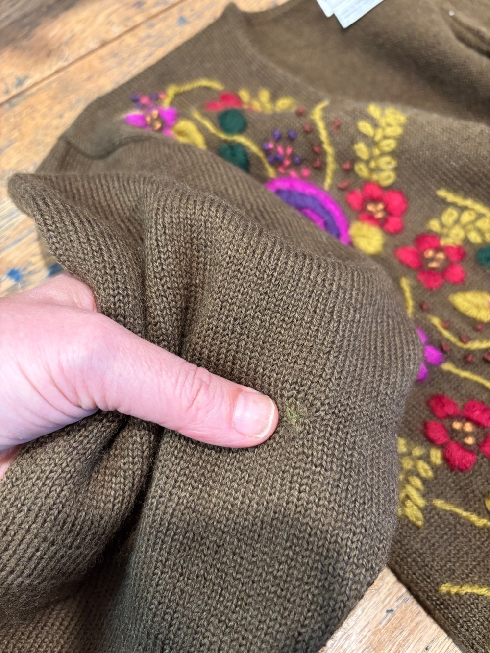 Spanner Imports Embroidered VINTAGE Cardigan – Olive Green – Size M - Picture 6 of 11